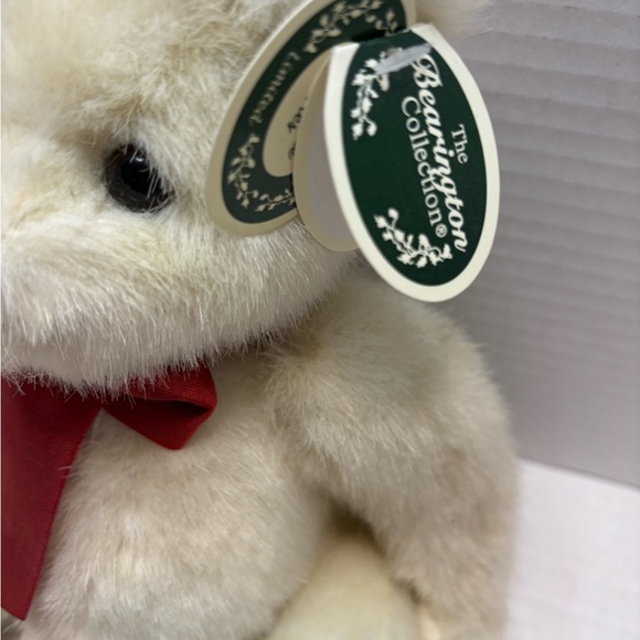 Cream Teddy Bear with Red Bow - Picture 2 of 6